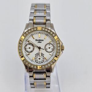 Armitron Women's Watch 31MM White Dial Two Tone Bracelet‎ 6.5" New Battery